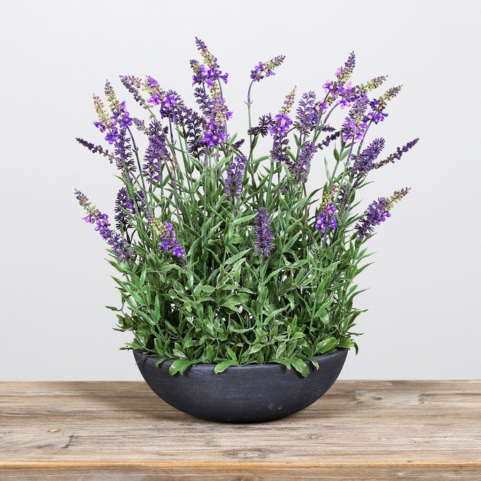 Lavendel-Arrangement in grauer Schale