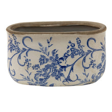 Laden Sie das Bild in den Galerie-Viewer, Jardiniere 'Vintage' blau-weiß