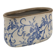 Laden Sie das Bild in den Galerie-Viewer, Jardiniere 'Vintage' blau-weiß