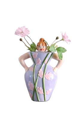 Vase 'Flower Power Girl' blau