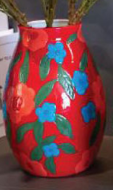 Vase 'Bloom' rot handbemalt