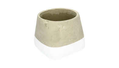 Steingut-Topf  taupe-weiß