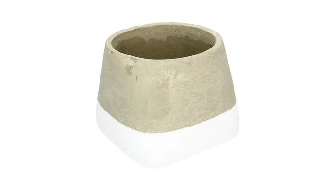 Steingut-Topf  taupe-weiß