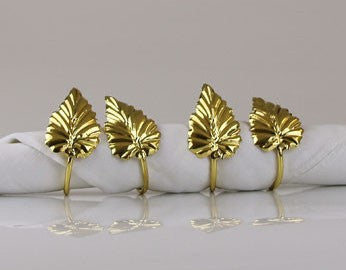 4-Set Serviettenring 'Blatt' gold