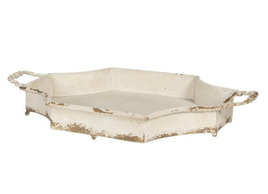 Metall-Tablett 'Achteck' creme kl.