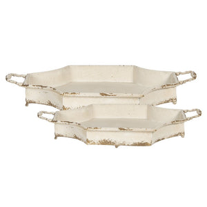 Metall-Tablett 'Achteck' creme gr.