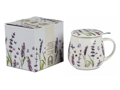 Tasse 'Lavender' mit Deckel u. Sieb