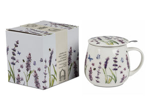Tasse 'Lavender' mit Deckel u. Sieb