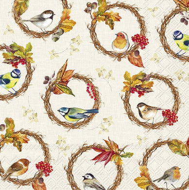 Cocktail-Serv. 'Birds  in the wreath' cream
