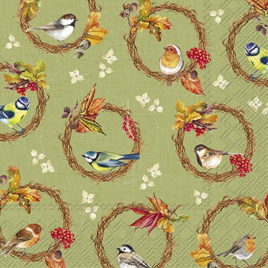Cocktail-Serv. 'Birds In The Wreath' green