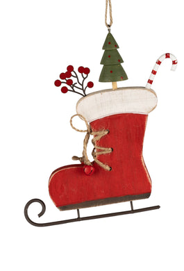 Schlittschuh-Stiefel rot