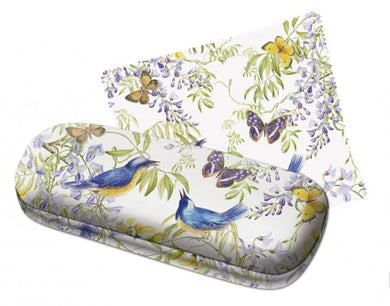 Brillenetui mit Putztuch 'Vögel u. Schmetterlinge'