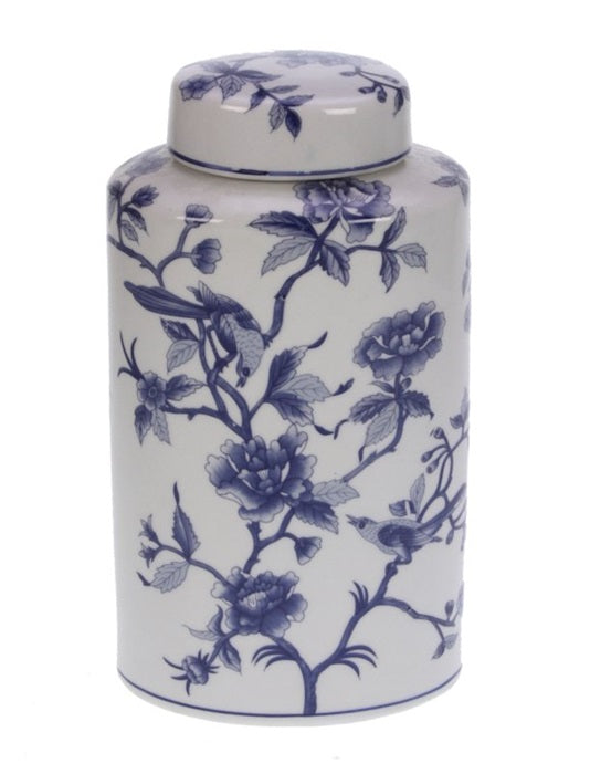 Deckel-Vase blau-creme