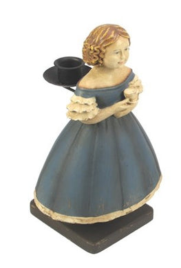 Kerzenhalter Viktorianisches Mädchen blau