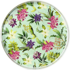 Tablett Flowers of Paradise mint rund