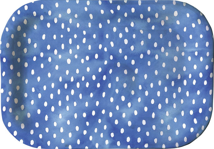 Snack Tray 'White Dots' blue