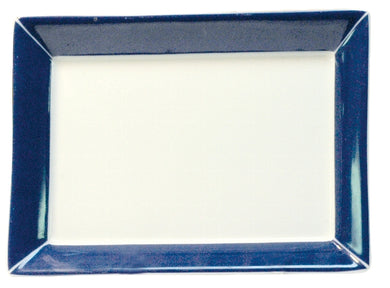 Porzellan Platte, weiß-blau
