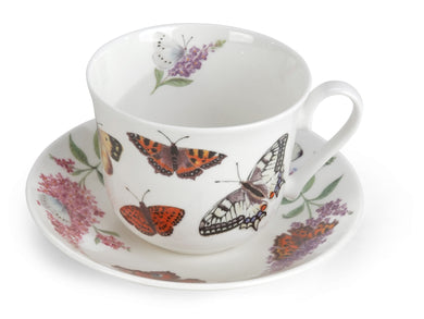 Jumbo-Tasse m.Untertasse 'Butterfly Garden'
