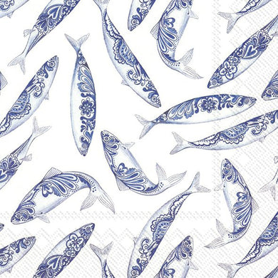 Lunch-Servietten 'Decorative Fish' white