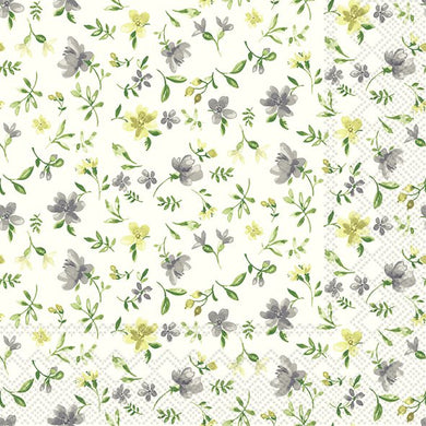 Lunch-Servietten 'Fleurs' grey yellow