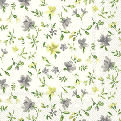 Cocktail-Servietten 'Fleurs' grey yellow