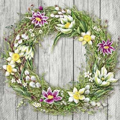 Cocktail-Servietten 'Spring Wreath' grey