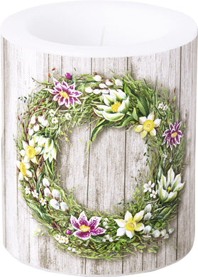 Wachs-Windlicht 'Spring Wreath'