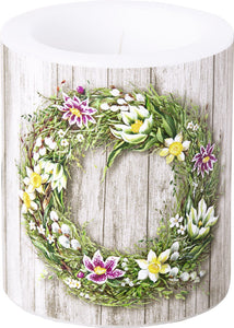 Wachs-Windlicht 'Spring Wreath'