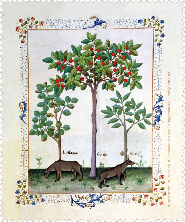 Brillenputztuch 'Haselnussbusch und Kirschbaum'