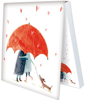 Klebezettel 'Zwei unterm Schirm mit Hund'